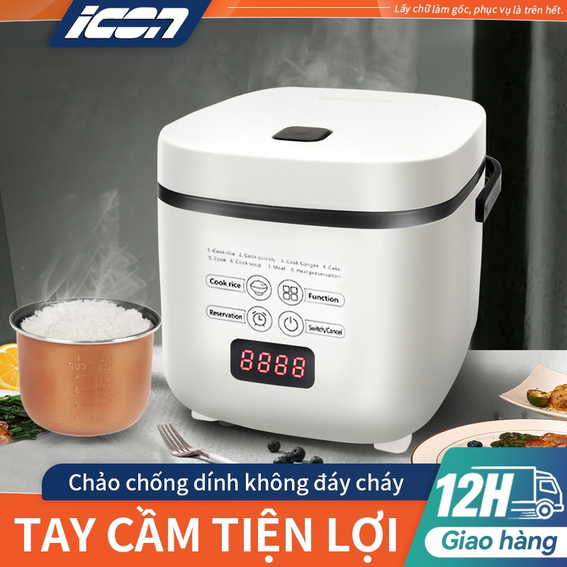 Nồi cơm điện Mini 1.2L ICON- Chống dính, cầm tay, nấu cơm & hầm cháo đa năng