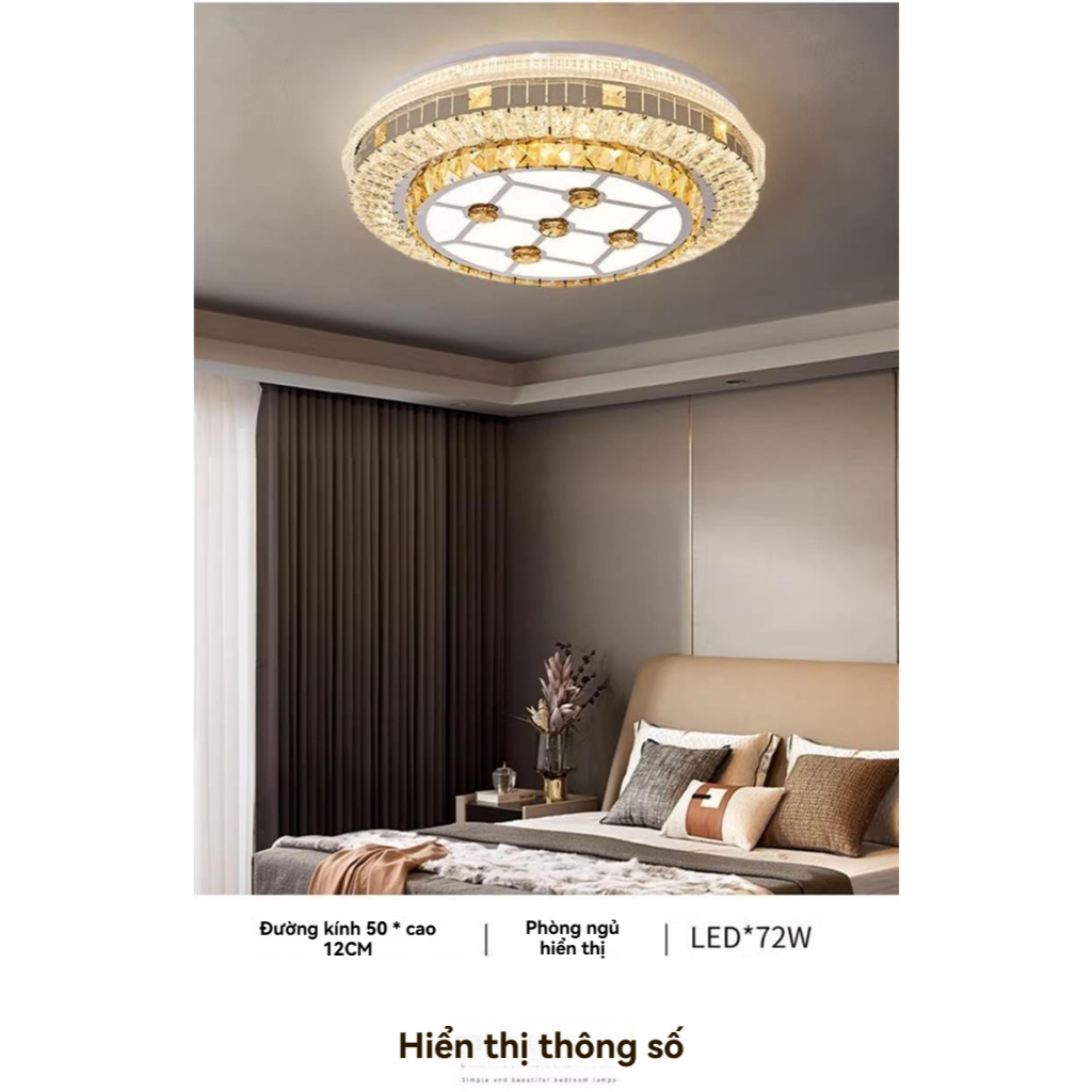 Đèn phòng khách pha lê nhẹ sang trọng Đèn trần đơn giản hiện đại Bộ đèn phòng ngủ chính 2026 Đèn mới