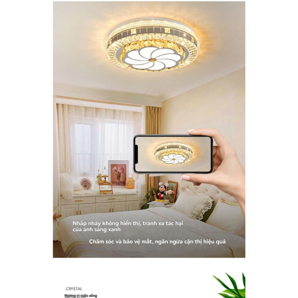 Đèn phòng khách pha lê nhẹ sang trọng Đèn trần đơn giản hiện đại Bộ đèn phòng ngủ chính 2026 Đèn mới