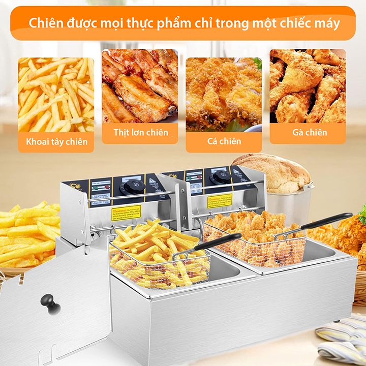 Bếp chiên 12 lít SUNNY 5000W chất liệu inox dày dặn, bền bỉ theo thời gian