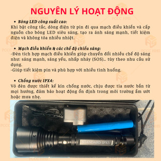 Đèn pin siêu sáng IPX5 chống nước | Chiếu sáng mạnh, dùng thoát hiểm khẩn cấp, cầu cứu PCCC