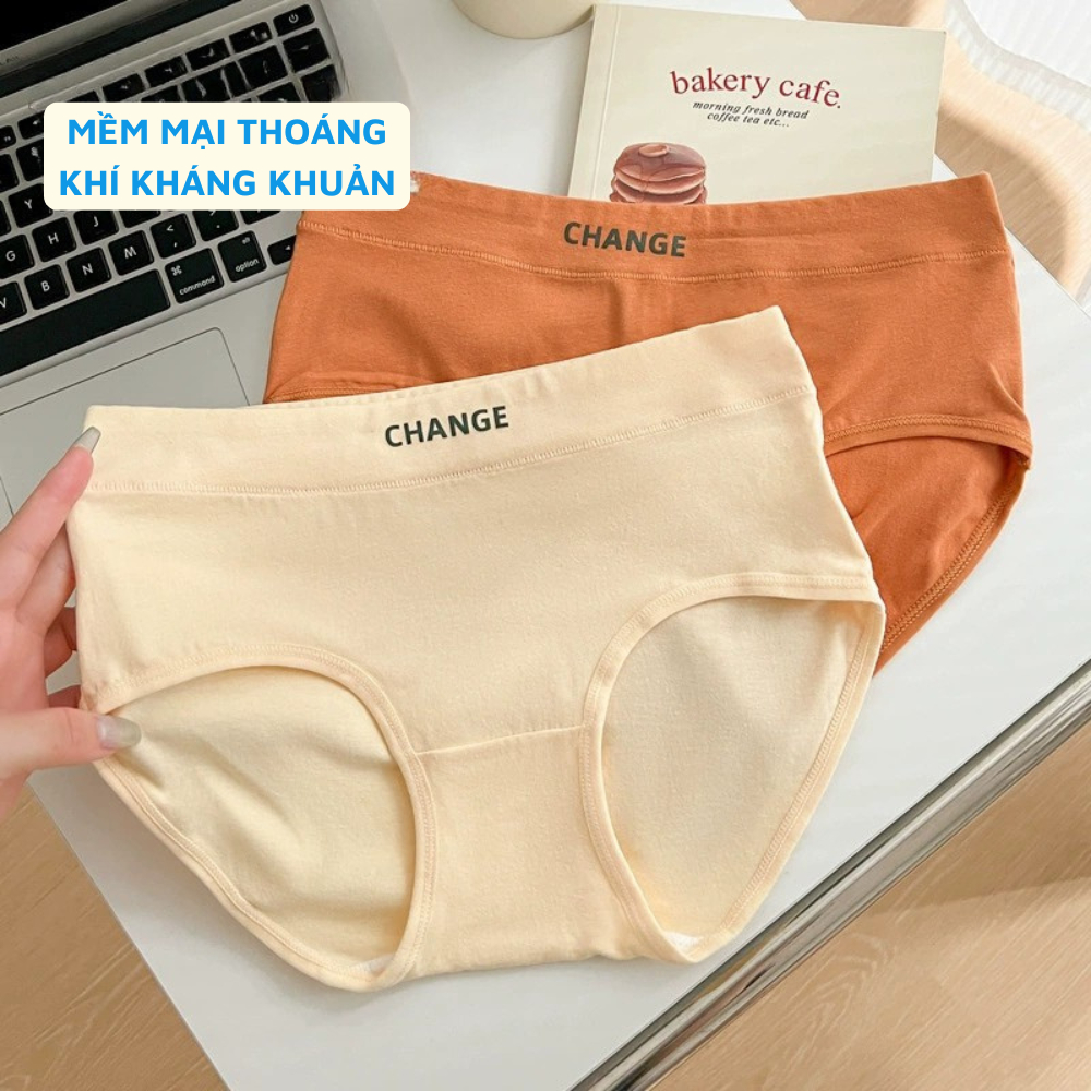 Quần Lót Nữ Cotton Mềm Mại Đáy May Kháng Khuẩn, Quần Chip Nữ Cạp Vừa Ôm Dáng Đính Chữ Cá Tính L2430