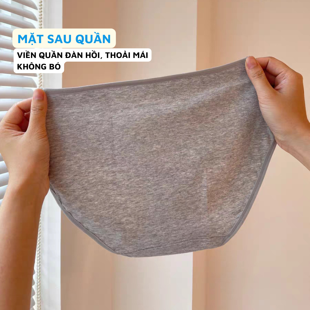 Quần Lót Nữ Cotton Mềm Mại Đáy May Kháng Khuẩn, Quần Chip Nữ Cạp Vừa Ôm Dáng Đính Chữ Cá Tính L2430
