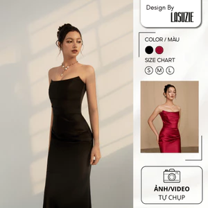 PREORDER - Đầm Lụa ARIA SILK DRESS Dáng Dài Đầm Dự Tiệc Ôm Eo Tôn Dáng Sang Trọng