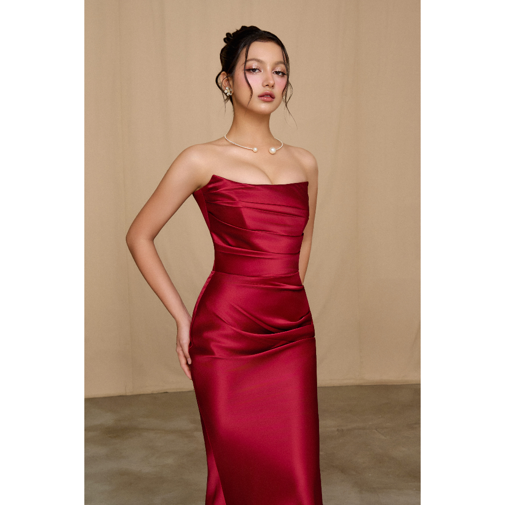 PREORDER - Đầm Lụa ARIA SILK DRESS Dáng Dài Đầm Dự Tiệc Ôm Eo Tôn Dáng Sang Trọng