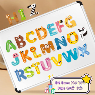 Bộ Đồ Chơi Xếp Hình Nam Châm Từ Tính Nhiều Chủ Đề Chữ Cái, Chữ Số, Động Vật Cho Bé Từ 2 Tuổi - Đồ Chơi Giao Dục Sớm