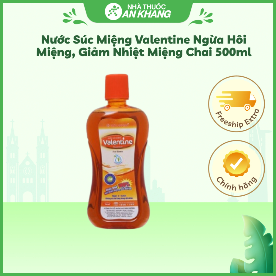 Nước súc miệng Valentine ngừa hôi miệng, giảm nhiệt miệng chai 500ml