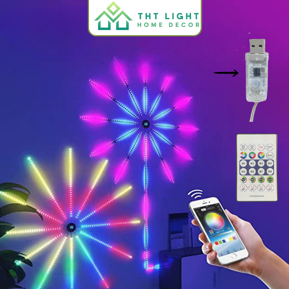 Đèn LED Pháo Hoa Trong Nhà CHILNEXX Đèn decor nháy theo nhạc sử dụng app trang trí noel tết giáng sinh