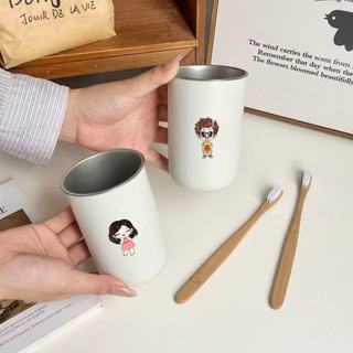 Cốc nước súc miệng gia đình，Cốc đựng bàn chải đánh nhựa và thép không gỉ 304,Cốc nước súc dễ thương
