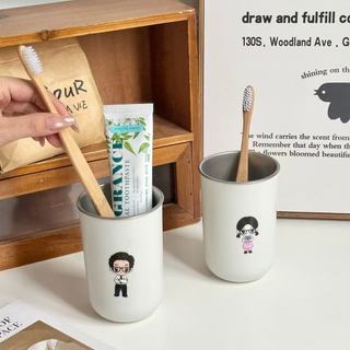 Cốc nước súc miệng gia đình，Cốc đựng bàn chải đánh nhựa và thép không gỉ 304,Cốc nước súc dễ thương