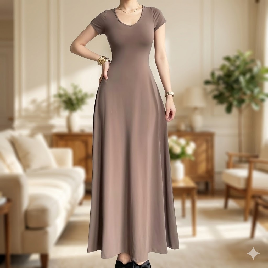 Đầm body nữ cổ tim tay ngắn dáng xòe kiểu đơn giản đi tiệc đi chơi sang chảnh Yourname Dress YN202