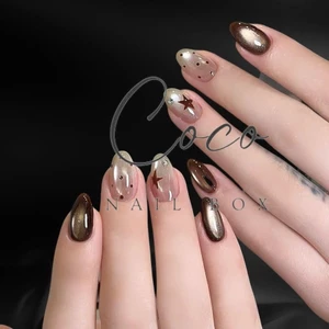 Nail Box thiết kế G011 màu thạch trà mắt mèo ánh trăng vẽ ngôi sao nhà Gemychip