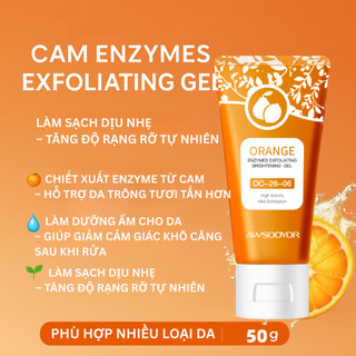 AWSOOYOR tẩy tế bào chết enzyme cam cho mặt và cơ thể 50g làm sạch sâu vừa phải, kiểm soát dầu nhẹ nhàng, dưỡng ẩm nhẹ