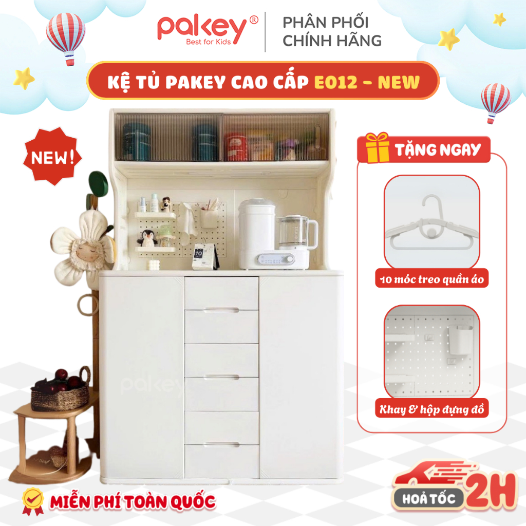 [NEW ] Kệ Đựng Đồ Dạng Tủ PAKEY Có Đèn LED, Kệ Cao Cấp Có Ngăn Treo Tặng Kèm Khay + Hộp Đựng Đồ Tiện Lợi