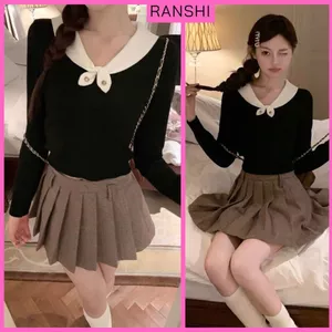 Áo Thun Dài Tay Nữ Cổ Tròn Kiểu Sen Đính Cúc RANSHI Mặc Đi Chơi Đi Tiệc Chất Lông Thỏ Mềm Ấm - RA350