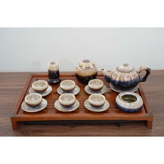 Bộ ấm chén men hỏa biến nâu sao cao cấp, tổng hợp nhiều kiểu dáng - Gốm sứ Bát Tràng - Gốm Việt