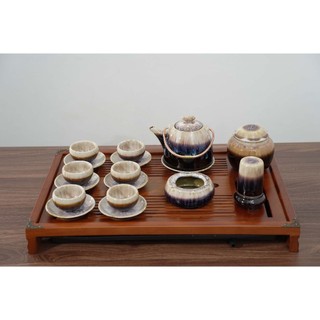 Bộ ấm chén men hỏa biến nâu sao cao cấp, tổng hợp nhiều kiểu dáng - Gốm sứ Bát Tràng - Gốm Việt