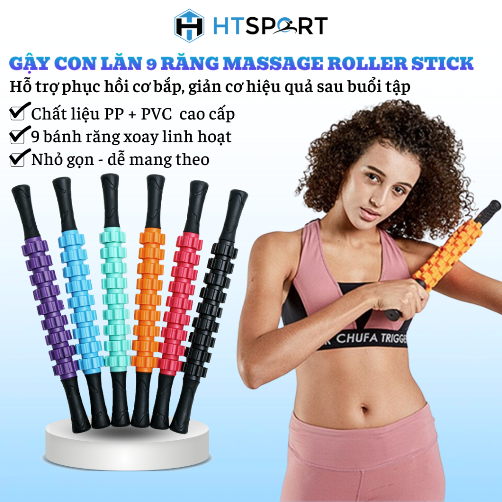 Con Lăn 9 Răng, Gậy Lăn Massager Roller Stick Dãn Cơ Mát Xa Thư Giãn Toàn Thân Đa Năng
