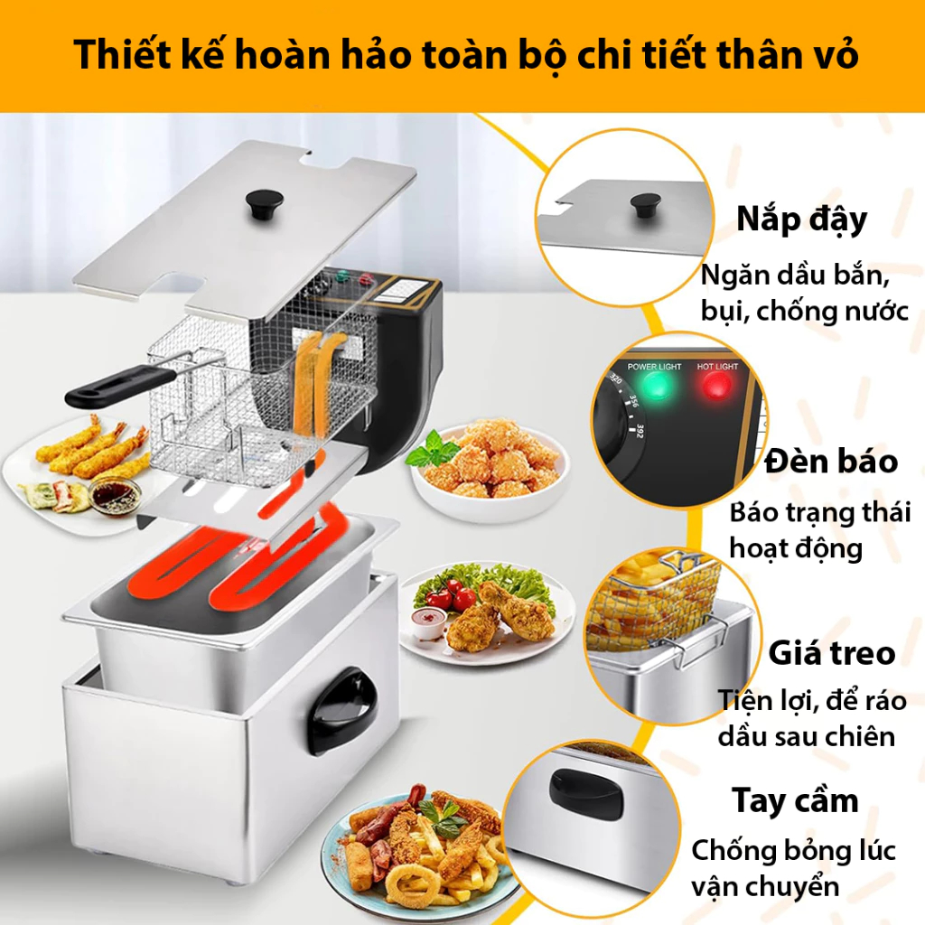 Bếp chiên 4L 2000W nhiệt độ cao, sôi cực nhanh