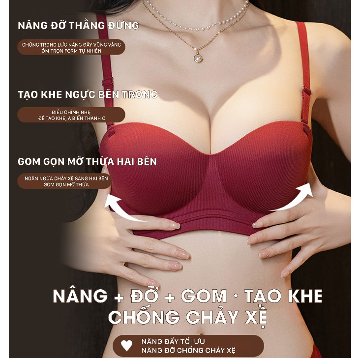 COMBO 2 Áo Lót Nâng Ngực UNILOVE Tạo Khe Kháng Khuẩn Bra Áo Lót Đúc Su Không Gọng Không Lộ Viền 2323