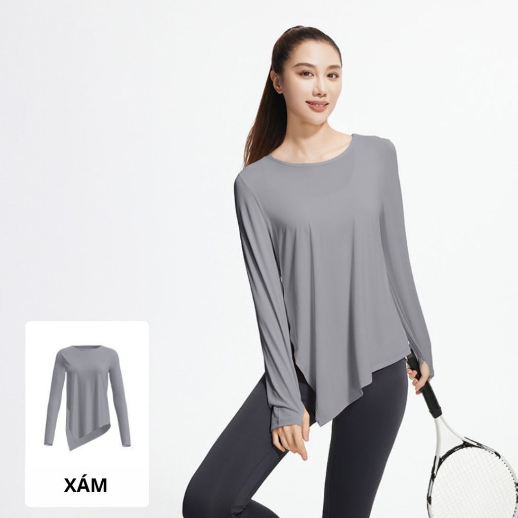 MOXY SPORTSWEAR Áo Tập Yoga Gym Nữ Dài Tay Xẻ Tà – Vải Siêu Nhẹ, Co Giãn 4 Chiều, Thoáng Mát, Phù Hợp Tập Luyện | BigBuy360 - bigbuy360.vn