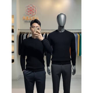 Áo len nam cổ tròn đan dày dặn, mềm mại ABABA tron-ngom7