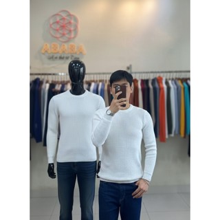 Áo len nam cổ tròn đan dày dặn, mềm mại ABABA tron-ngom7