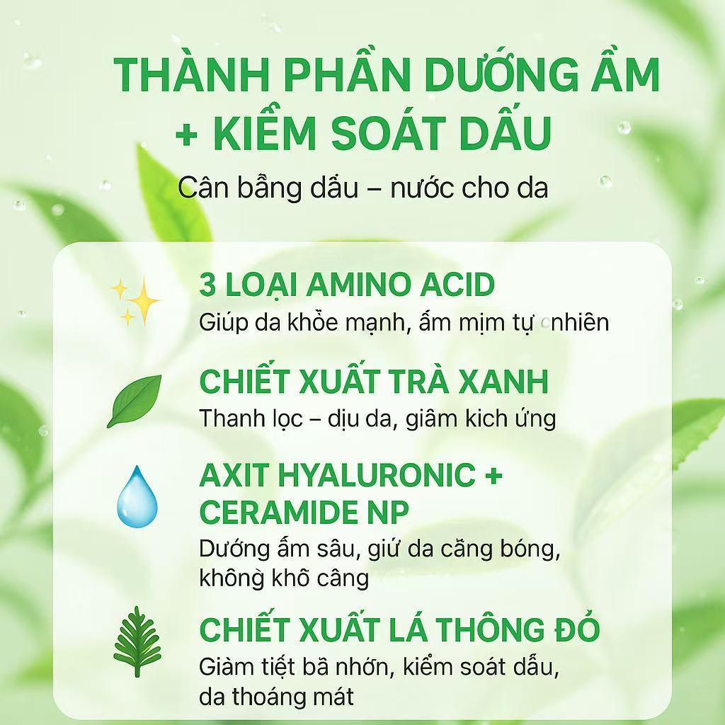 AWSOOYOR Sữa rửa mặt trà xanh rau má 60g mang lại cảm giác da sạch thoáng, làm sạch da dầu nhưng không khô, dưỡng ẩm nhẹ