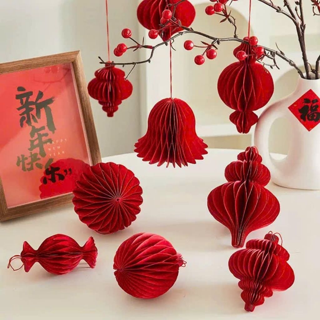 Đèn Lồng Giấy Xếp 10cm Treo Cây Trang Trí Nổ,Lễ Tết -Phụ Kiện Decor