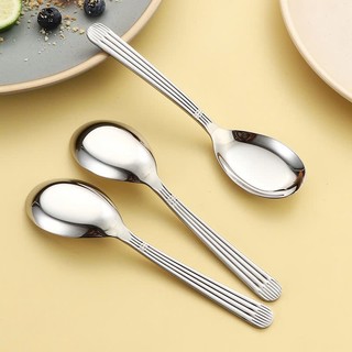 Thìa cơm inox vân dọc [700], muỗng inox 304 cán ngắn 16cm O700