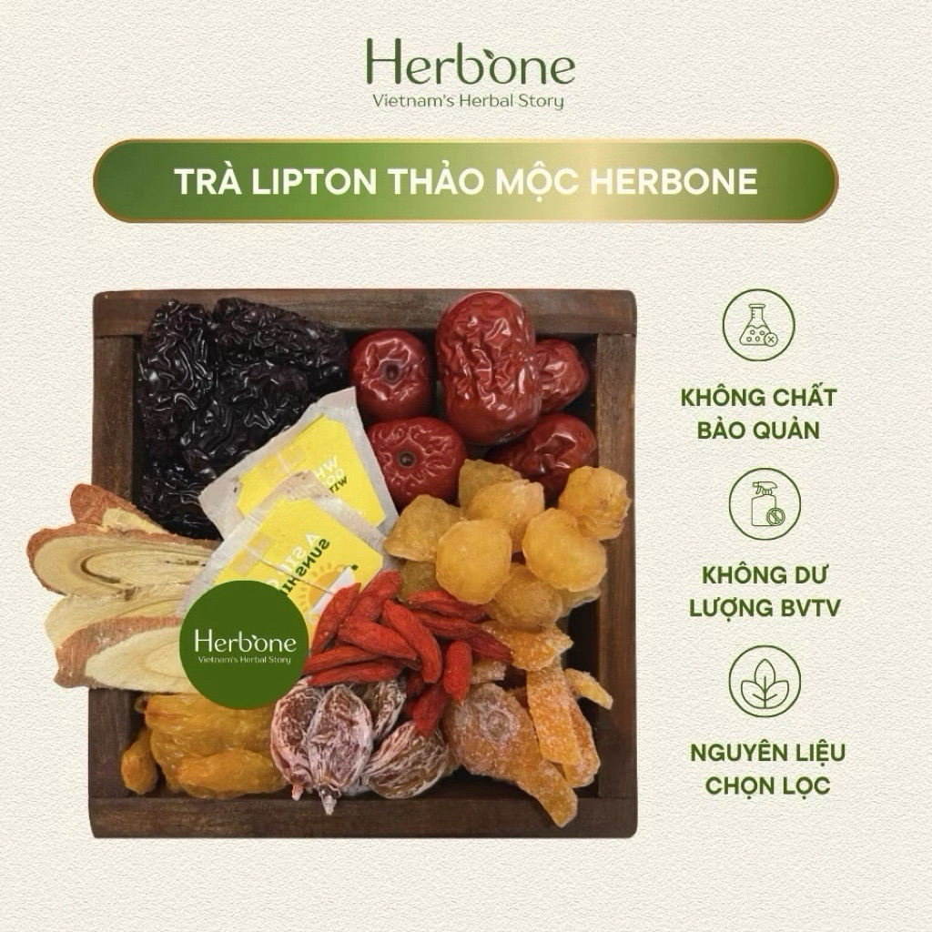 Set 30 Gói Trà Lipton Cam Thảo Xí Muội HERBONE Thanh Nhiệt Thải Độc Mát Gan