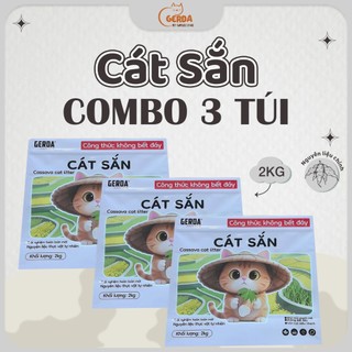 (combo 3 túi) cát sắn cho mèo , cát tự nhiên sinh học siêu vón cục , không bết đáy , tự phân hủy trong nước