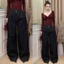 YURI JEANS - (Mã20) Quần Jeans Nữ Xếp Ly Ống Rộng Màu Đen Xám Phối Nắp Túi
