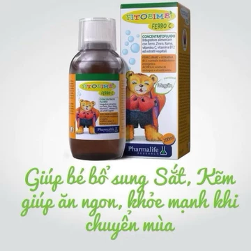 Siro Kẽm Sắt song hành Fitobimbi FERRO C bổ sung sắt, kẽm hữu cơ tăng miễn dịch cho bé (Chai 200ml)