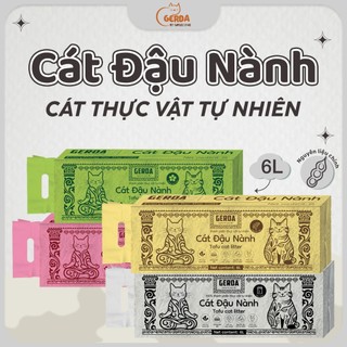 Gerda Cát Đậu Nành Cho Mèo Túi 6L - Cát Hữu Cơ Vệ Sinh Thân Thiện Môi Trường, Vón Cục Nhanh Không Bết Đáy, 4 Phiên Bản