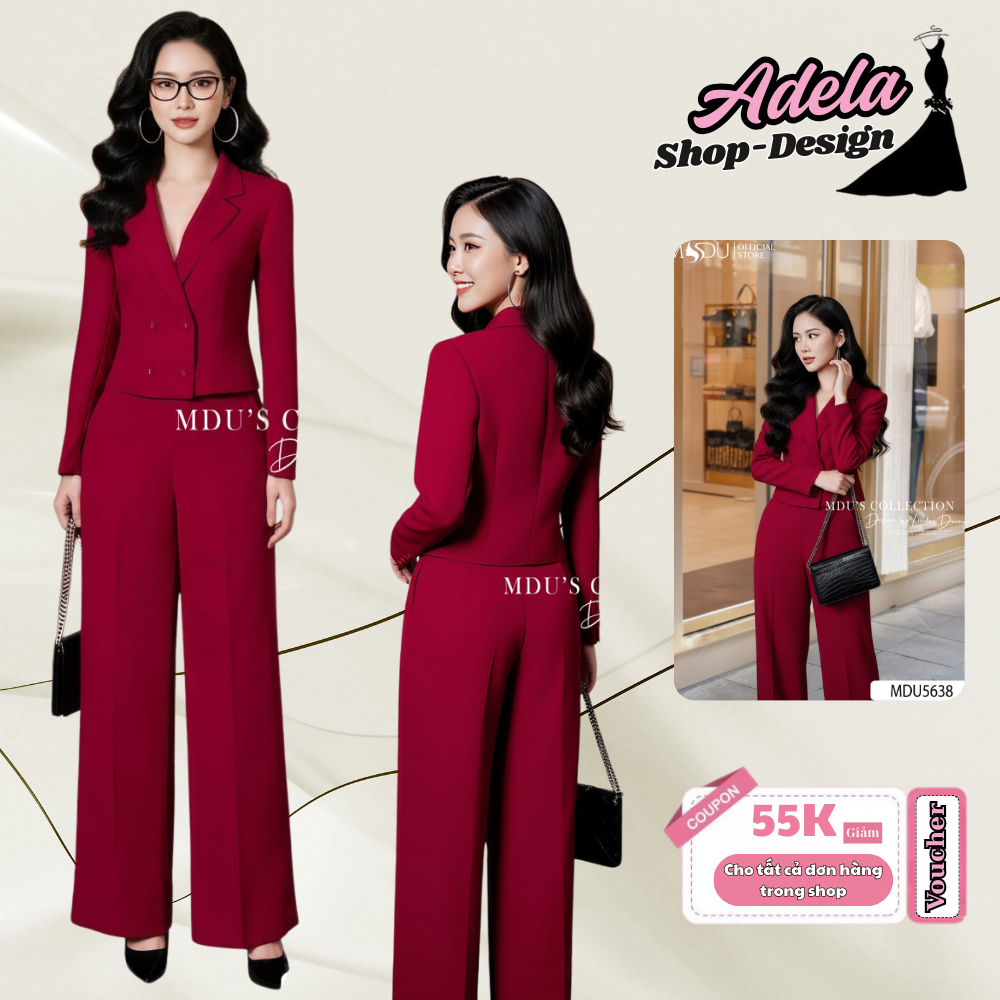 Sét Vest ADELA DESIGN Chất Mango Ý Cao Cấp Đứng Form Thanh Lịch Hiện Đại MDU5638