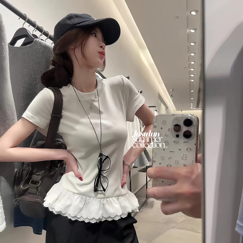 [Peinn] Áo thun ôm phối vạt bèo chất cotton mịn 12 THÁNG SÁU MA2225