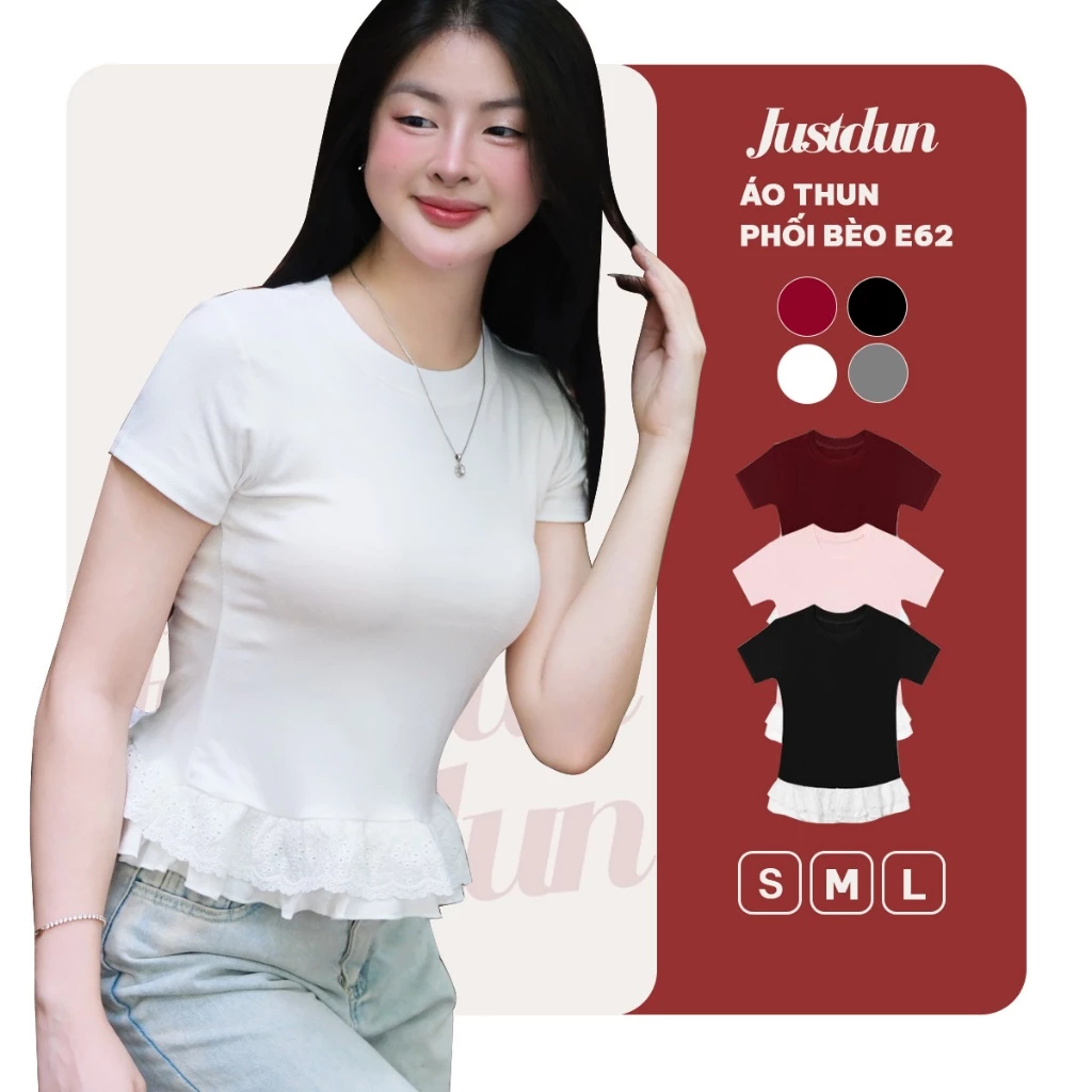 [Peinn] Áo thun ôm phối vạt bèo chất cotton mịn 12 THÁNG SÁU MA2225