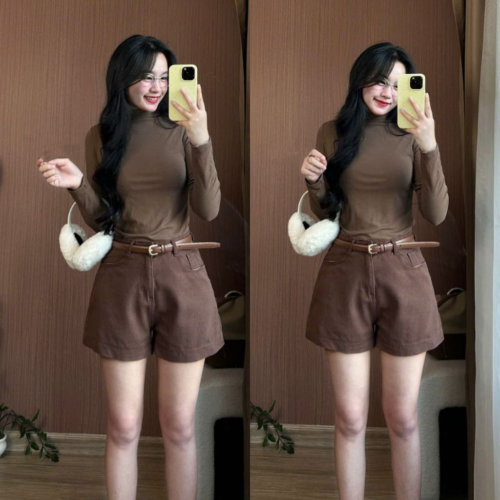 Quần Short Jeans Nữ Joolate Lưng Cao Chất Jean Bò Kaki Mềm Gấu To Basic Trẻ Trung Hách Dáng