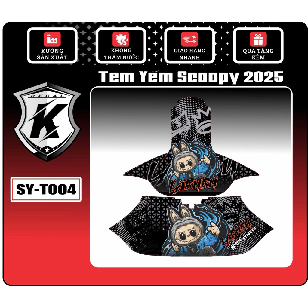 Decal tem dán nhựa nhám Scoopy 2025 decal Cao cấp(Trước +Sau)