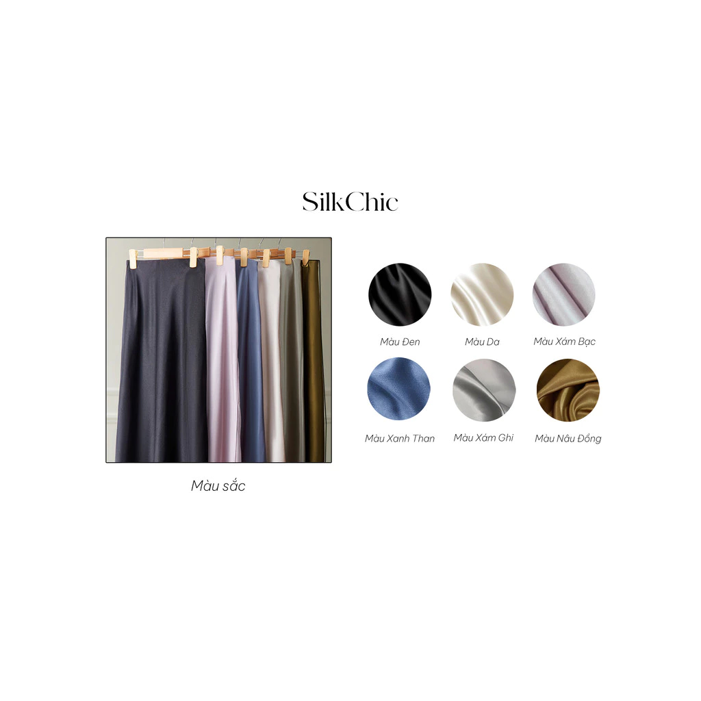 [Peinn] Chân Váy Midi Dáng Dài Chất Liệu Lụa Satin Mềm Mịn Chân Váy Midi Lụa Đuôi Cá Nhẹ Dáng Dài 12 THÁNG SÁU