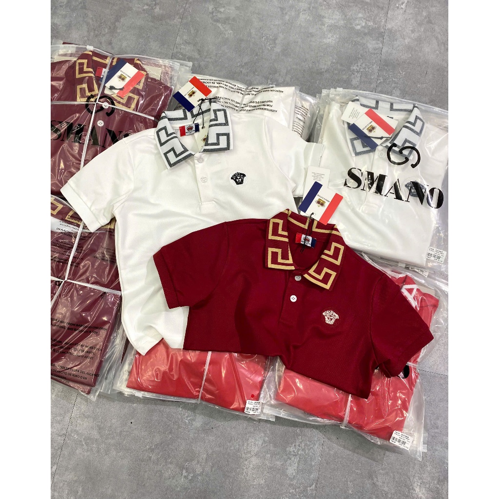 Áo Polo Bé Trai Thêu Logo 2 Màu Siêu Đẹp - Áo Polo Bé Trai Vơ Sạc Thêu Logo Cao Cấp Phong Cách Boy phố