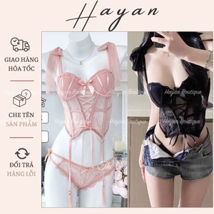 CS8 Bộ Corset ren cup v1 có GỌNG kèm ĐỆM LÓT,đồ cosplay lingerie quyến rũ gợi cảm CS8