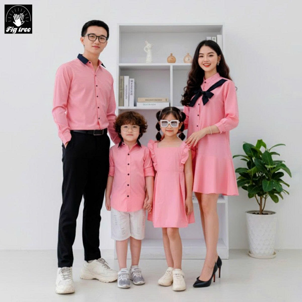 Đồ Gia Đình Fig Tree Màu Hồng Siêu Ngọt Ngào cho gia đình đi tiệc, chụp hình gia đình, Hàng thiết kế