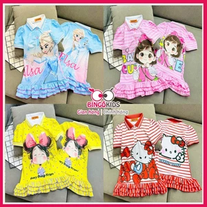 Váy bé gái cổ trụ hoạt hình chất thun lạnh Ann's Kids in 3D họa tiết đáng yêu