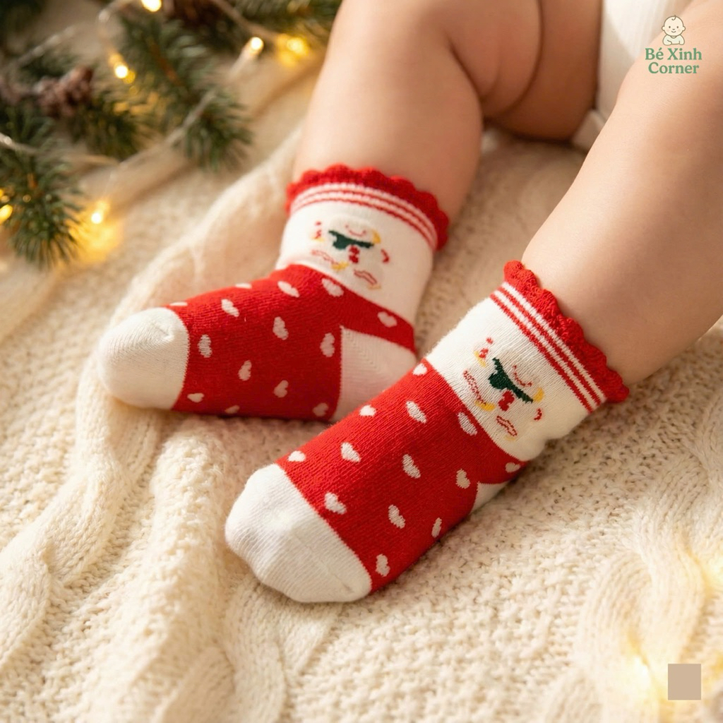 Sét 5 đôi tất hình tuần lộc – cây thông Noel – người tuyết