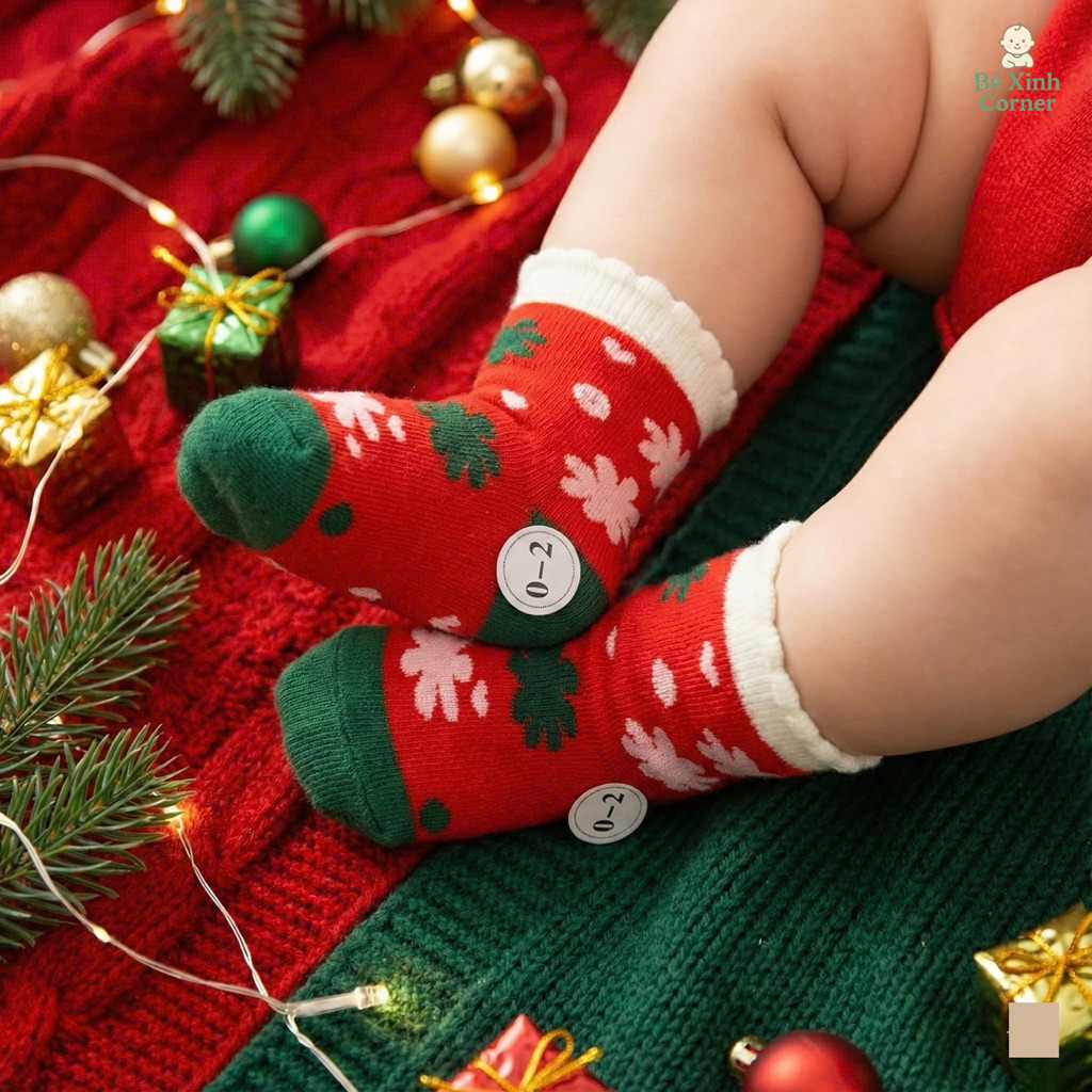 Sét 5 đôi tất hình tuần lộc – cây thông Noel – người tuyết