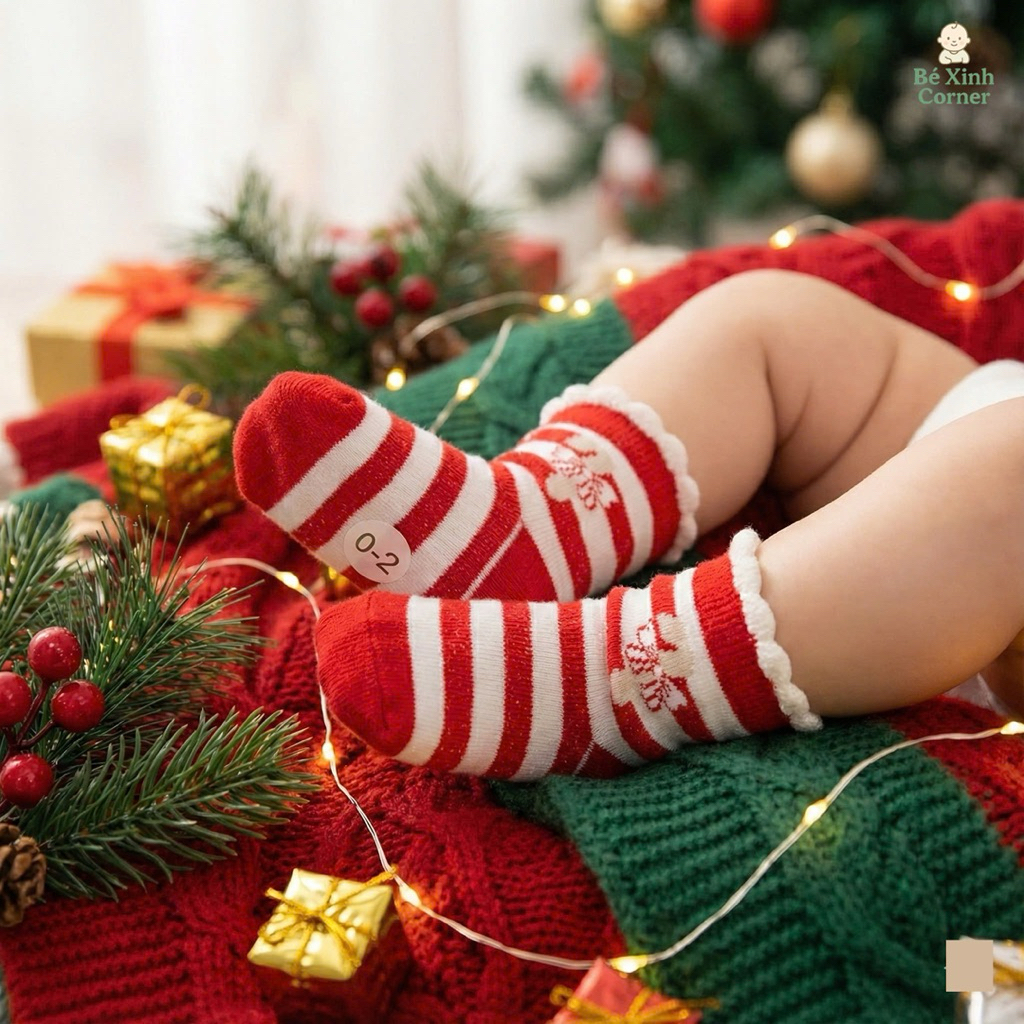 Sét 5 đôi tất hình tuần lộc – cây thông Noel – người tuyết