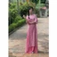 Set Áo Dài Cách Tân Nữ Chất Lụa Gấm Dáng Suông Màu Hồng Họa Tiết Vân Sang Trọng Mặc Tết Đi Lễ Chùa T1451G