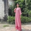 Set Áo Dài Cách Tân Nữ Chất Lụa Gấm Dáng Suông Màu Hồng Họa Tiết Vân Sang Trọng Mặc Tết Đi Lễ Chùa T1451G